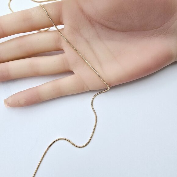 Minimalist Rose Gold Snake Chain Necklace, 18 Inch, Gold Plated Brass, XPNL0017 - Picture 12 of 12